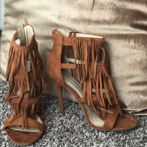 Suede Fringe Heels